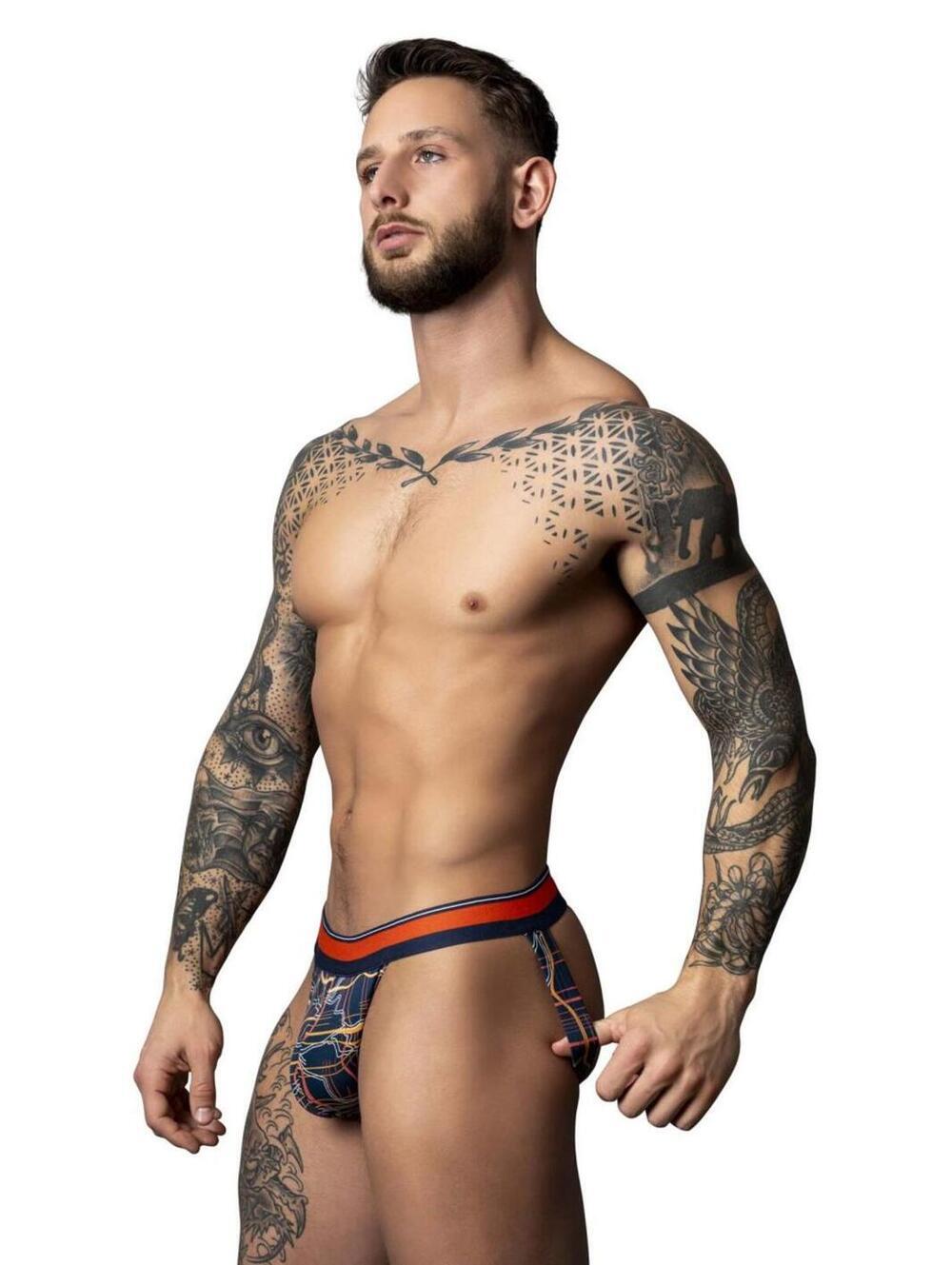 Male Power 349-299 Soo Cumfy Jock Color Navy-Orange